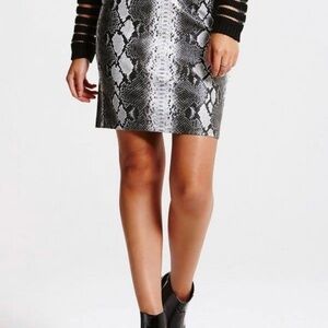 Grey Faux Leather Skirt